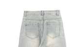 Moba Light Blue Rivet Pintuck Washing Wide Pants