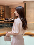 Shining Frill Chiffon Wing Collar Blouse