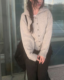 Furred High Neck Collar Knit Cardigan