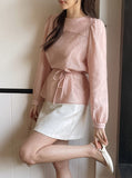[Strap set] Glory Wrinkle Round Blouse
