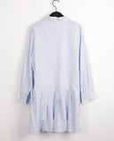 Sojeun Eyelet Belt Pleats Shirt Mini One Piece