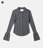 Snap cuffs collar knit