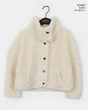 Merve Fluffy Fur Button High Neck Short Jacket