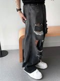 Ripped vintage damage black denim