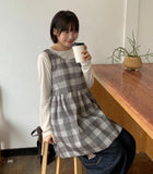 Luct Check Shirring Round Midi One Piece