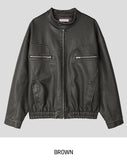 Gross cut washed leather jacket