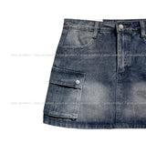 Yoni cargo denim mini skirt