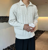 Rope Cable Half Zip-up Knit