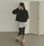 Dia Embroidered Hole Point Thick Span Winter Cotton Stockings