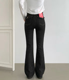 Raw Span Back Pocket Point Semi Bootcut Denim Pants