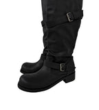 Double Buckle Biker Wide Long Boots