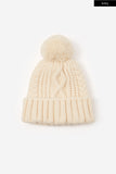 Pom pom twisted wool knit beanie