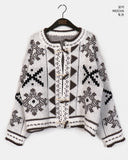 Enin Nordic Duffle Button Short Knit Cardigan
