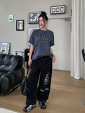 Tack Destroyed Snap Cotton Pants