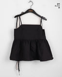 Pocon Shirring Ribbon String Corset Sleeveless Blouse