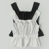 Purity Feminine Ribbon Sleeveless Blouse Vacation Look