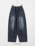 [unisex] Heps Damaged Washing Banding Denim Balloon Pants