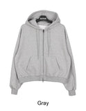 Laen Crop Brushed Hood Zip-Up