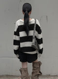 Stripe Overfit Knit Sweatshirt