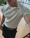 Slowy Button Muscle Fit Ribbed Short Sleeve T-shirt