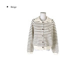 Cardin Stripe Pendant Collar Knit Cardigan