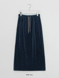 Hven Velvet Stripe Banding Long Skirt