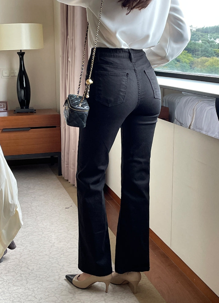 【I AM MARI】Eve Semi Bootcut Cotton Pants I AM MARI (アイアムマリ) - イブセミブーツカットバンディング