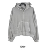 Cardin Pigment Washing Cropped Hooded Zip-Up