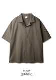 Open collar linen like short sleeve shirt
