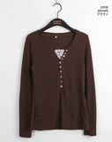 Toot lace layered button ribbed long sleeve knit