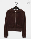 Ziz Velvet Slim Fit Hooded Zip-Up