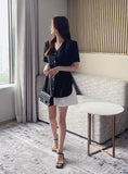 Karey Linen Strap Short Sleeve Blouse Jacket