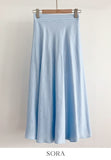 Meshian banding flare long skirt