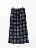 Theen Check Chiffon Long Skirt