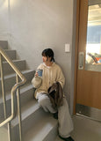 [unisex] Colmin two-way cable over knit hood zip-up cardigan