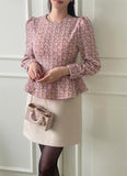 Berin Tweed Puff Peplum Blouse