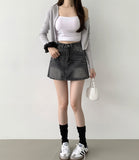 Back Pocket Point A-line Denim Skirt Shorts