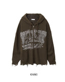 Atonic Lettering Hood Zip-Up Knit