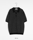 [unisex] Hyonka Summer Stripe Collar Over Knit