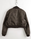 Wort Vintage Washing Leather Crop Blouson Jacket
