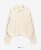 Spooned collar cropped knit cardigan