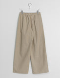 [unisex] Mubone Summer Stripe Linen Banding Wide Pants