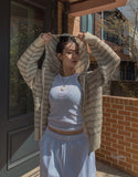 Field Stripe Mesh Warmer Hooded Zip-Up