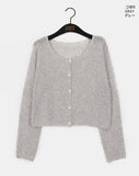 Raze boucle linen round knitwear long-sleeved cardigan
