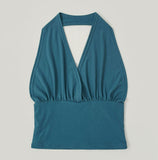 Glam Back Open Shirring Halterneck Sleeveless
