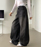 Incision Point Mega Balloon Fit Banding Denim Pants
