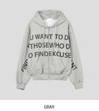 Wanted Lettering Crop Hood Zip-Up