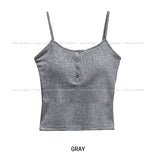 Fake button ribbed cap sleeveless (with cup)