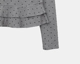 Madin Ribbon Dot Frill Long Sleeve T-Shirt