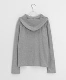 [Unisex] Ael Button Rib Hood Long Sleeve Tee